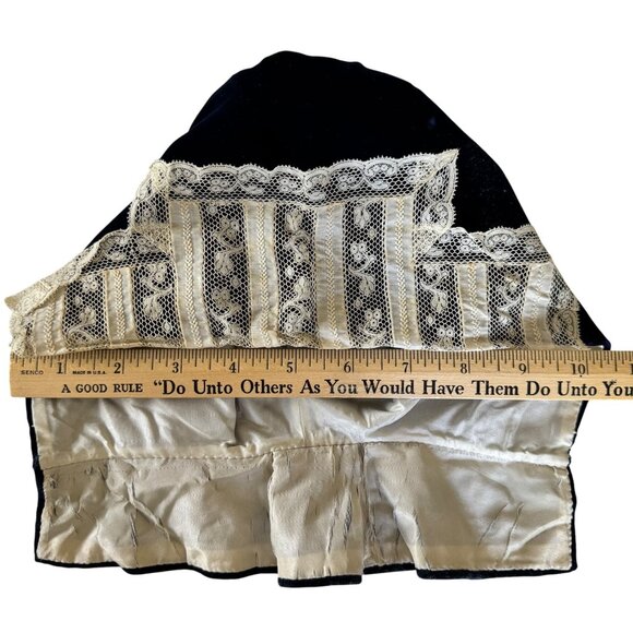 Victorian 1800s Antique Blue Velvet & Lace Girls Bonnet Theater Movie Prop Costu - Picture 1 of 8